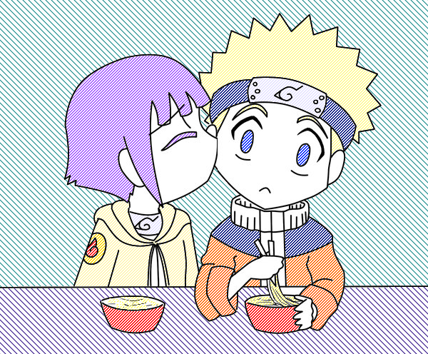 NaruHina lineart color'd