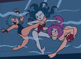 Brawling in the pool featuring Sedusa!
