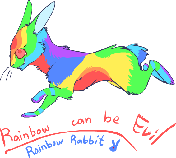 Rainbow Rabbit Deviantart Angry Rainbow Rabbit by KrimalFancey on DeviantArt