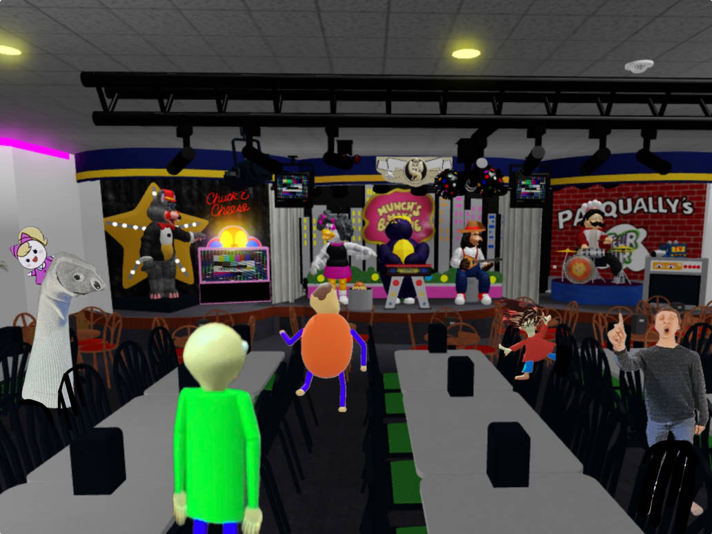 Baldi and friends at Chuck E. Cheese by spongerav on DeviantArt