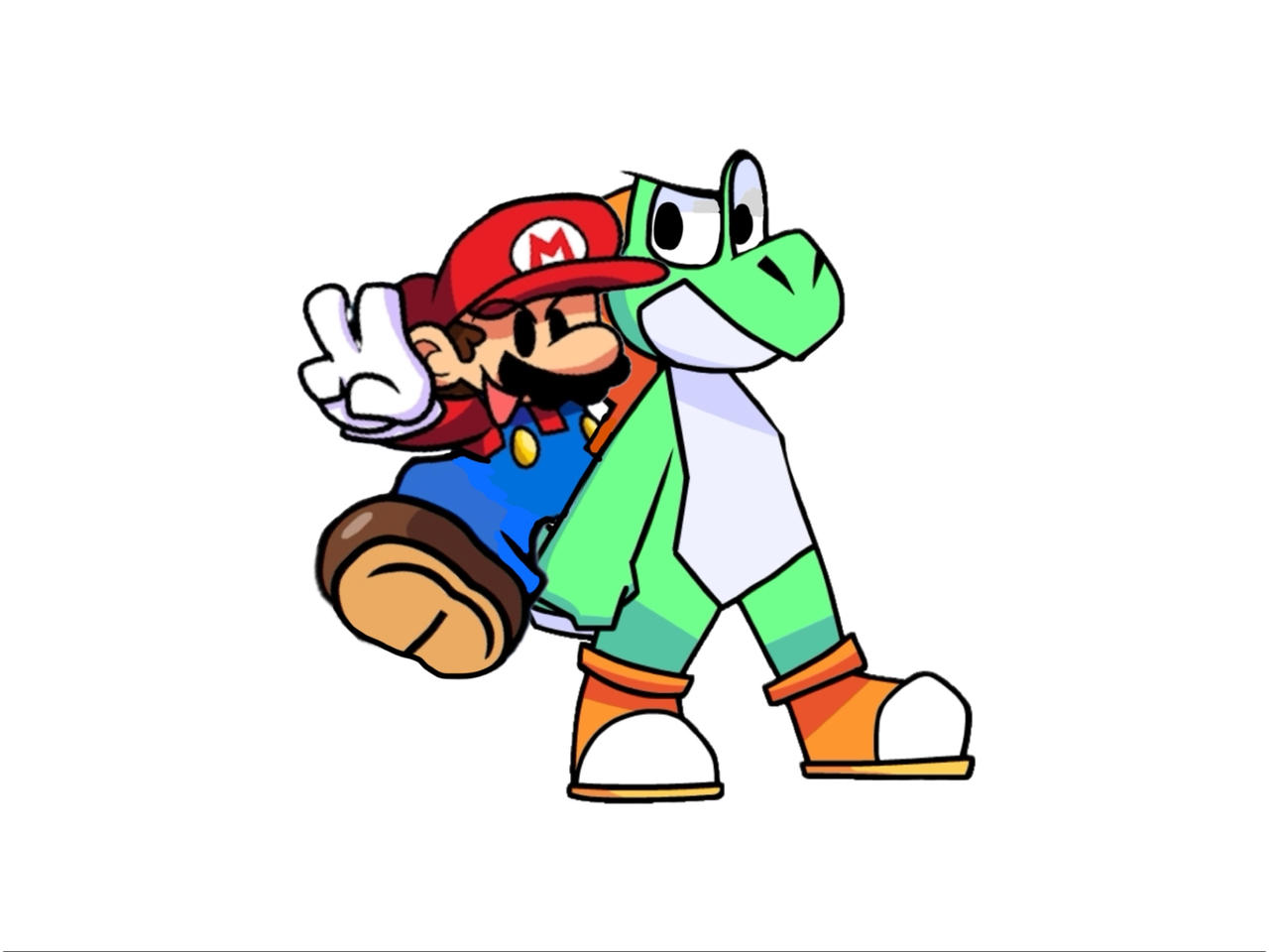 Mario rides on Yoshi (FNF version) by spongerav on DeviantArt