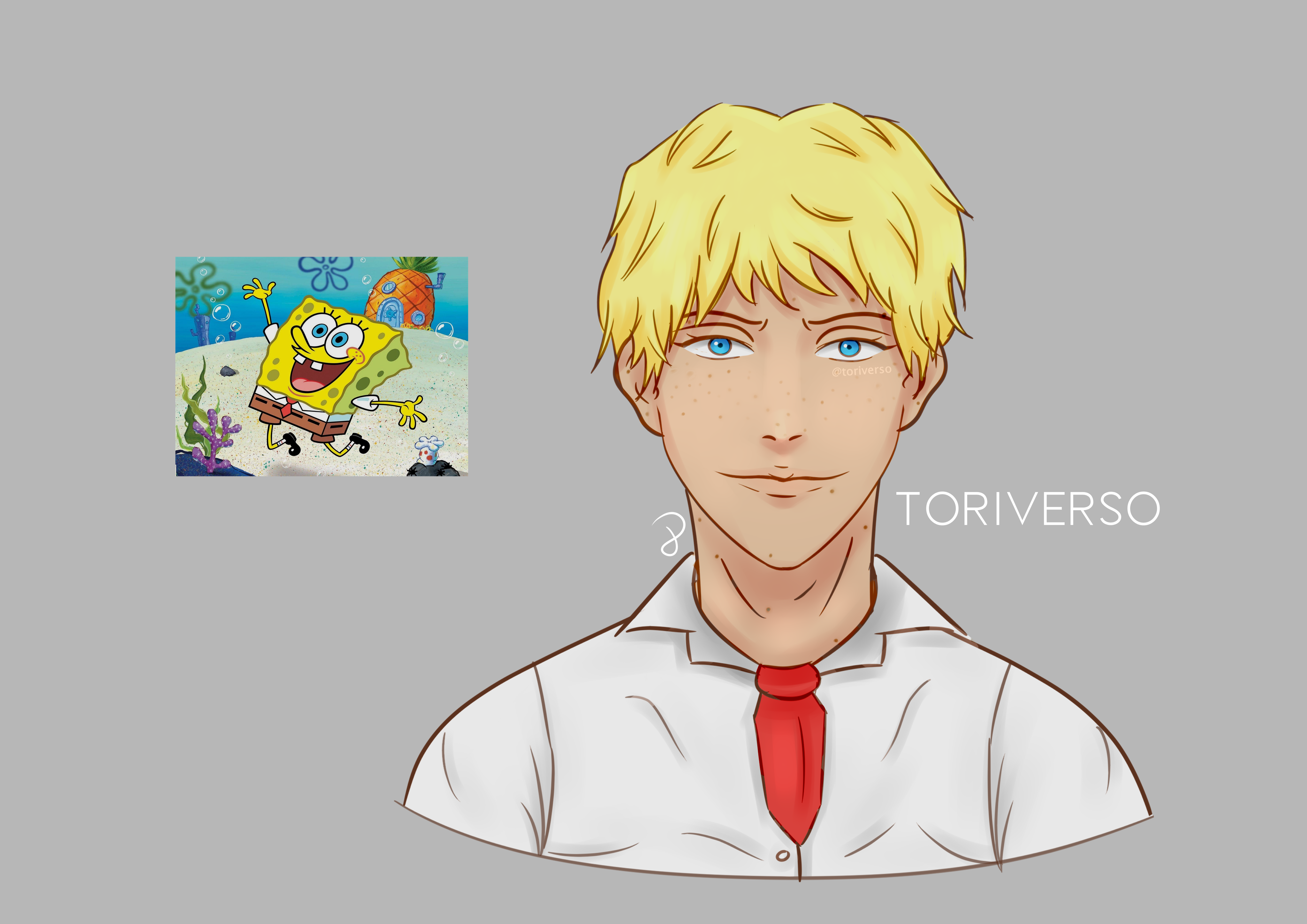 turning non-human characters into anime: spongebob by toriverso on  DeviantArt