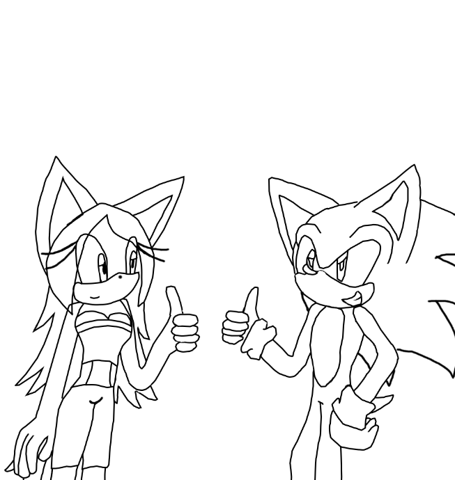 liz and sonic .:lineart:.