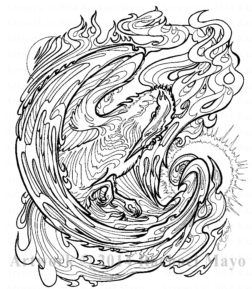 Etheric Phoenix fundraiser lineart