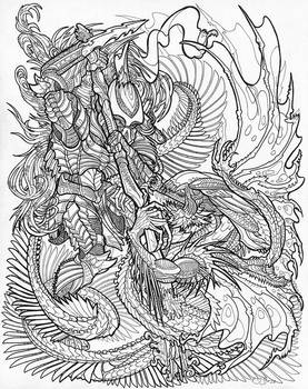 AvP St. George and the Dragon lineart final