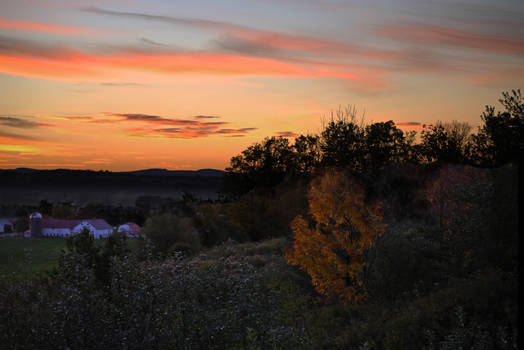 Sunrise over farm