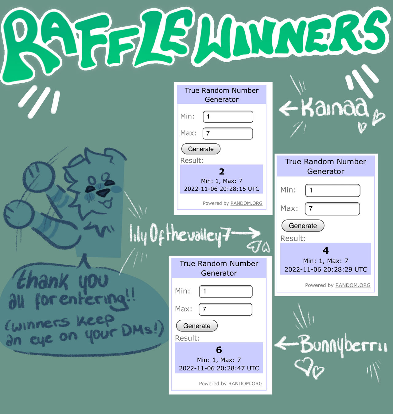 RAFFLE RESULTS!! by teddingtonn on DeviantArt