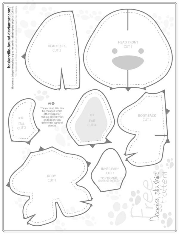 Free Doggie plushie Pattern by Baskerville-Hound