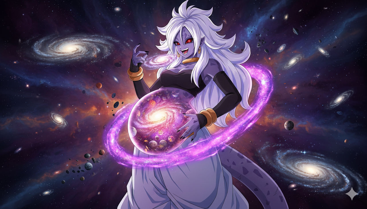 Android 21 (Evil) Eats Planets And Galaxies AI Art