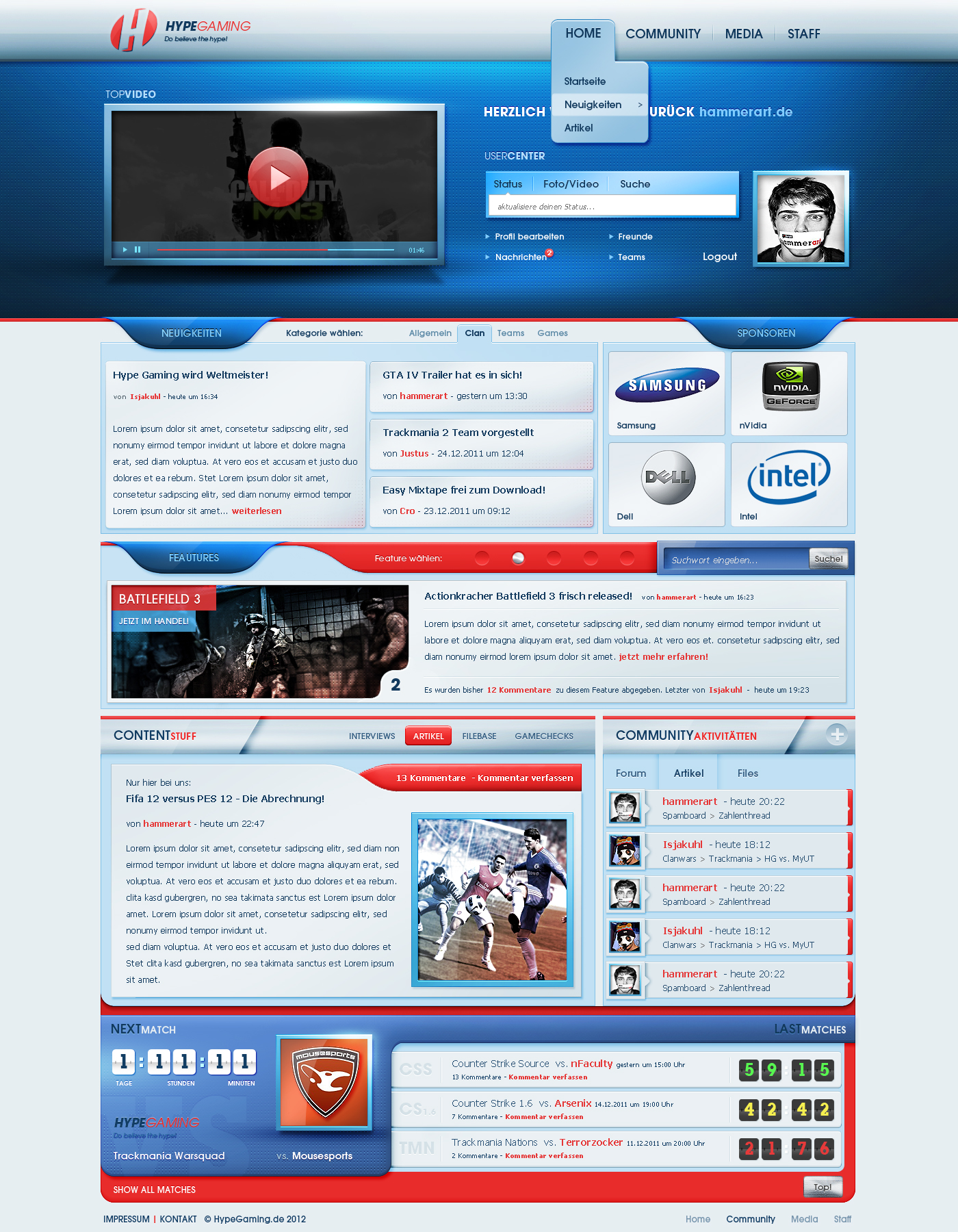 HypeGaming - eSport Webdesign