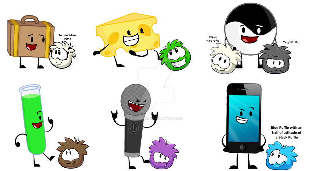 Inanimate Insanity Characters with Puffles from CP by CadenFeather on Devia...