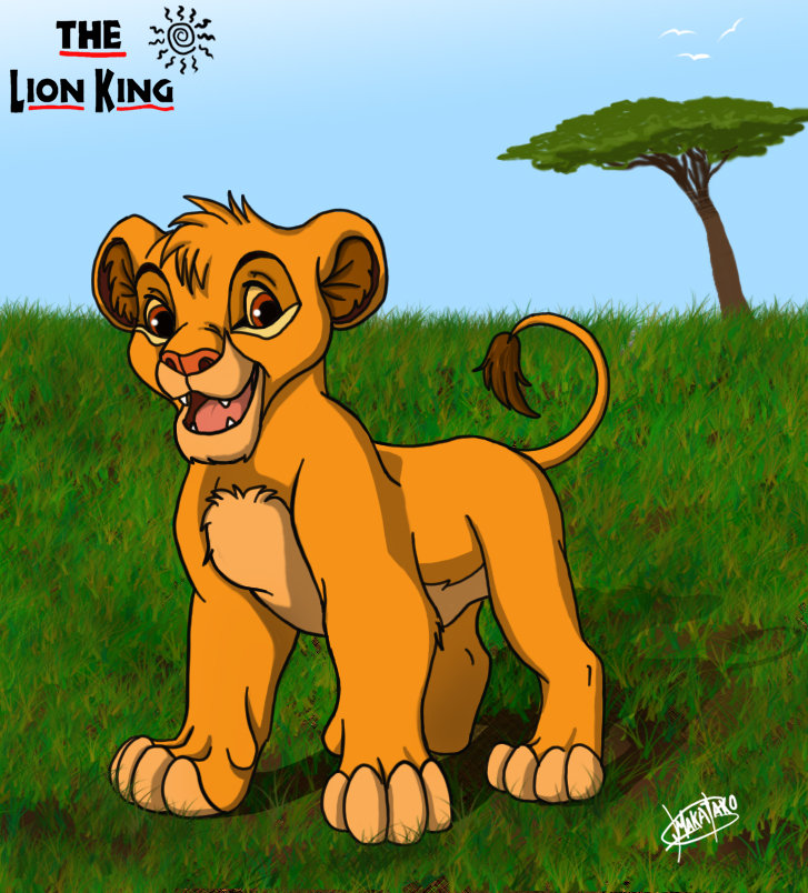 Young simba in the Savannah-