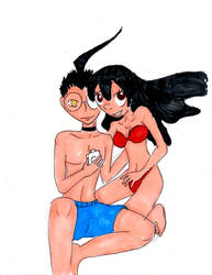 Lilo And Dib at the beach Colored by Gohst-chan