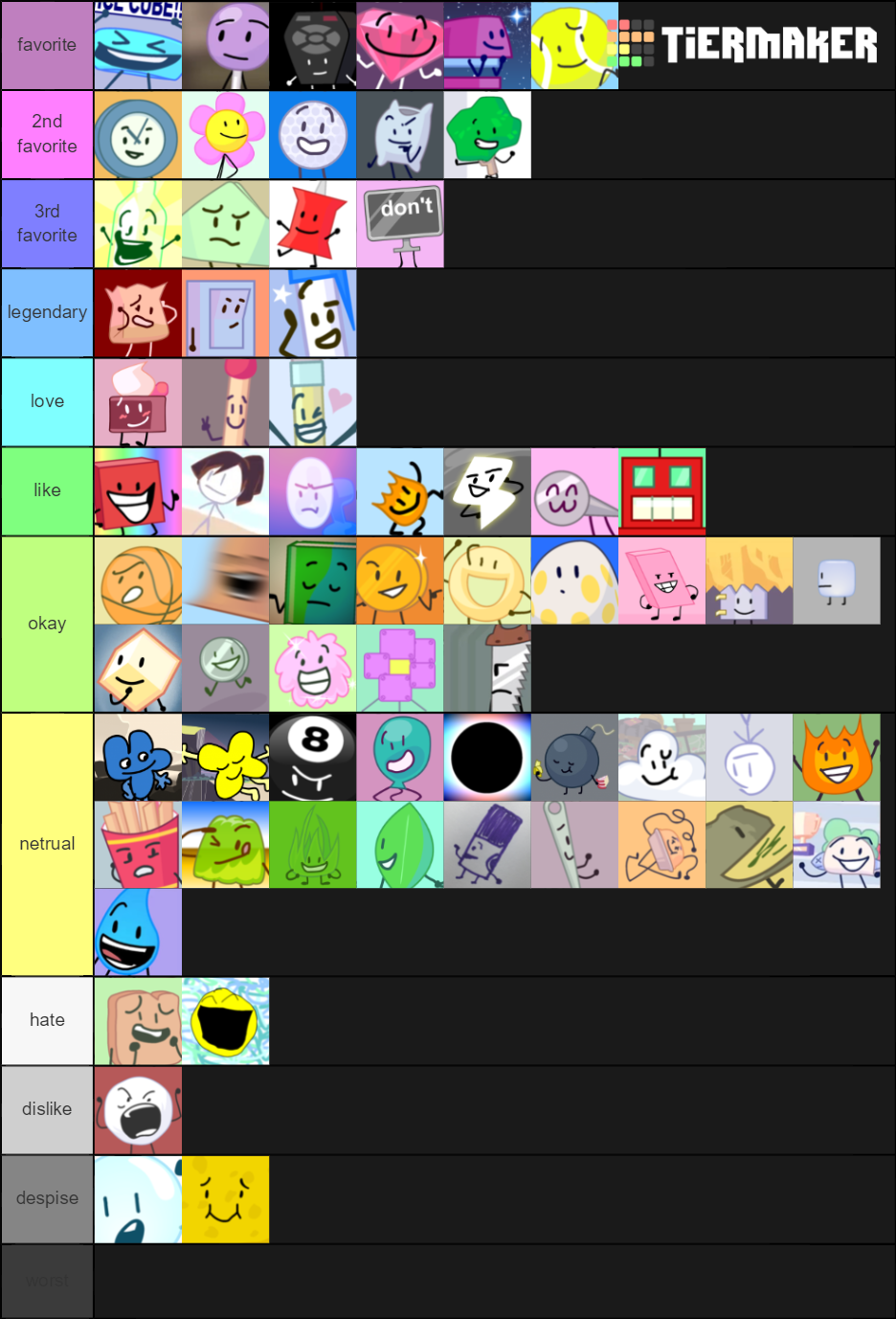 User blog:OfficalBalloony459 V2/My newest BFB Tier List