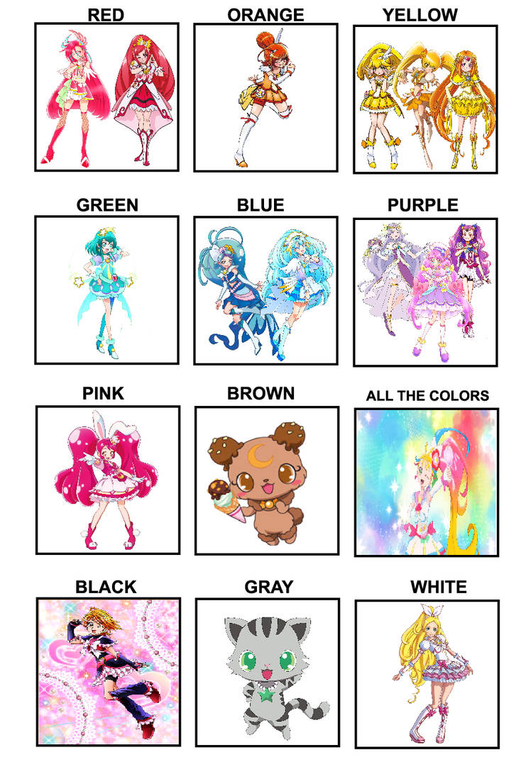 My Favorite Pretty Cures By Color by roxyloopsy255 on DeviantArt