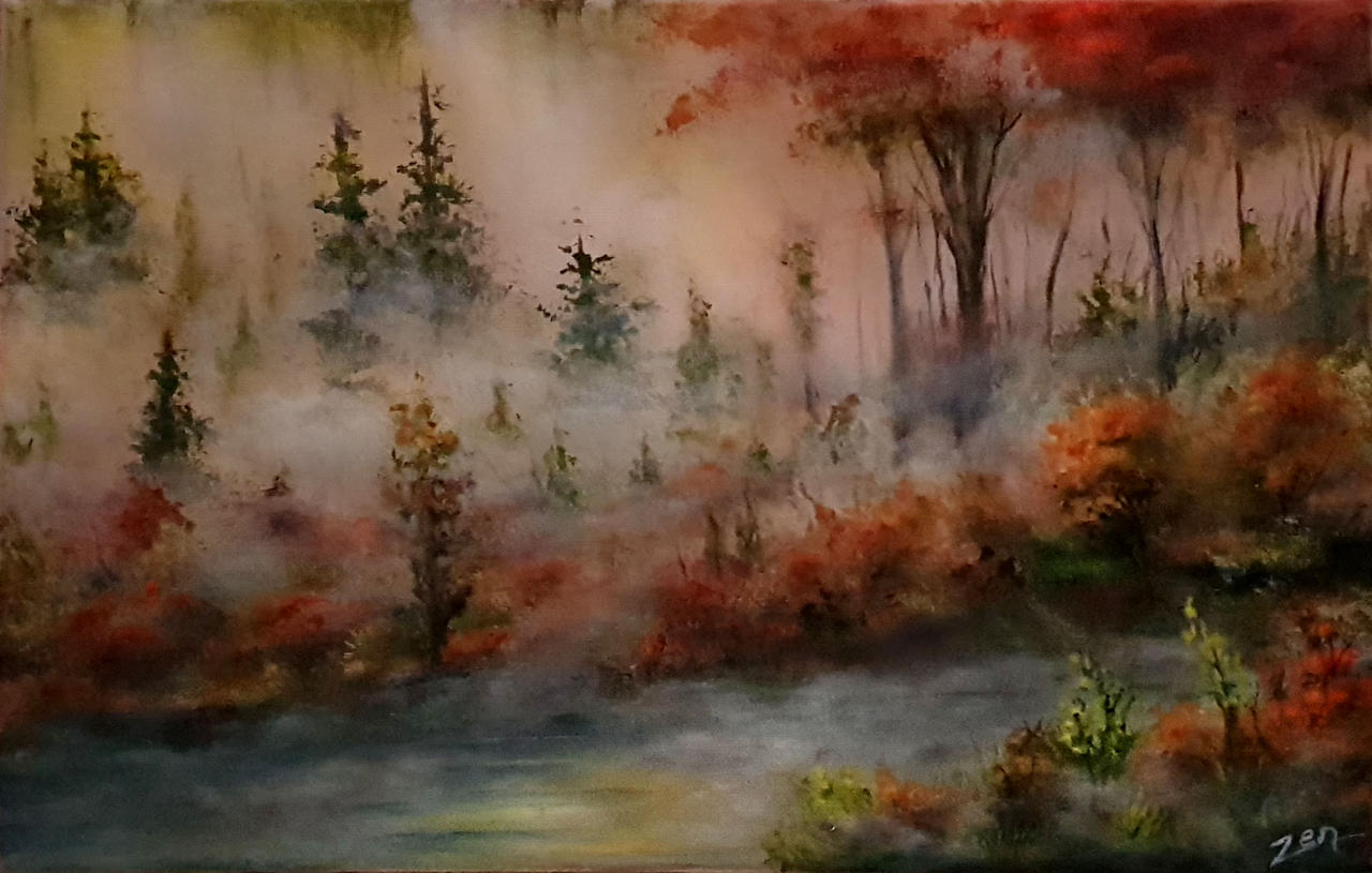 Foggy Forest Landscape by XzenArtRB on DeviantArt