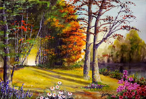 Acrylic Painting Landscape Forest Lake