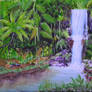Acrylic Painting Waterfall In Forest