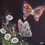 Butterflies and Daisies Painting on Canvas