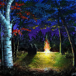 Acrylic Painting. Painting Romantic Night.