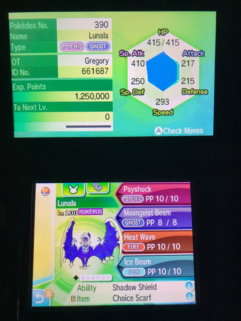 Pokémon Lunala Iv40 - Unlock 3 moveset - Trade Go 1 Million Stardust