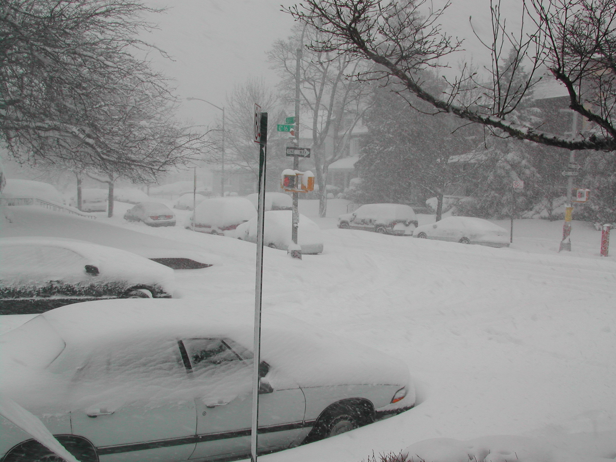 Snow in New York.