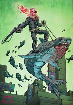 Ghost rider riding a SHARK equal AWESOME