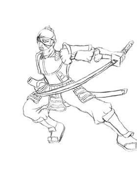 Messy samurai sketch