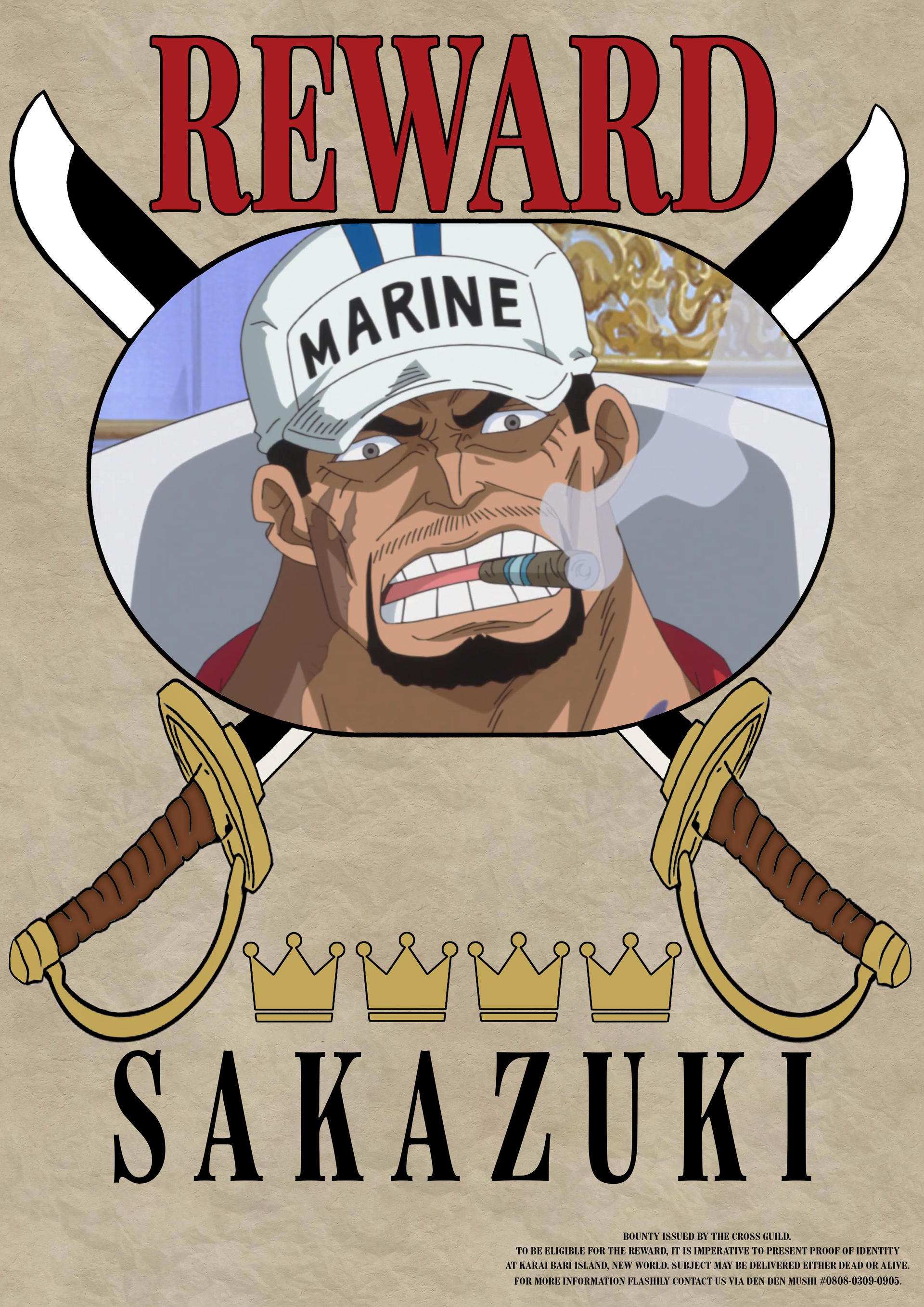 Cross Guild Deviantart Sakazuki / Akainu Cross Guild Bounty Wanted Poster by monkeydmikey on ...