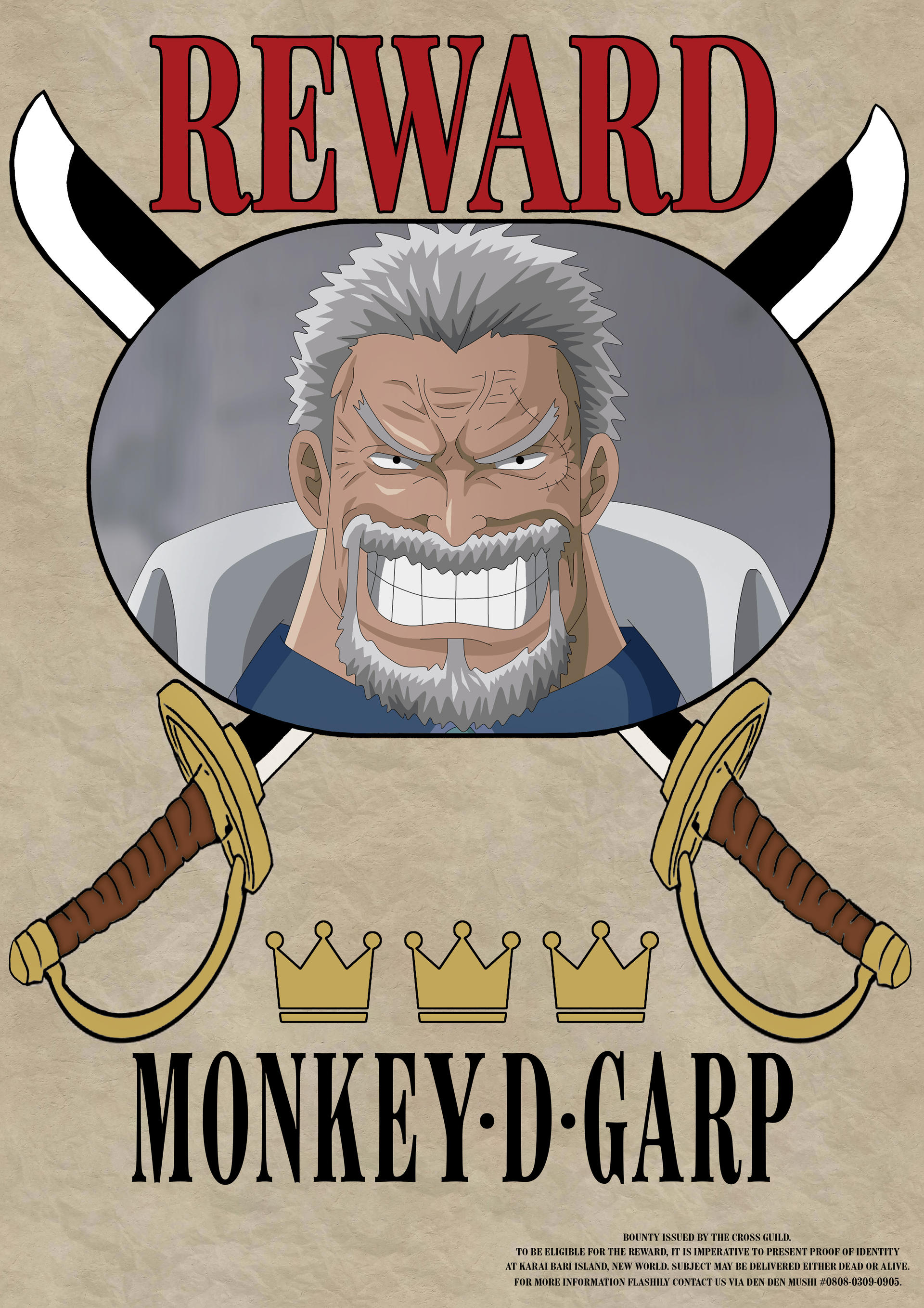 Garp Pattern Monkey D. Garp Cross Guild Bounty Wanted Poster by monkeydmikey on ...