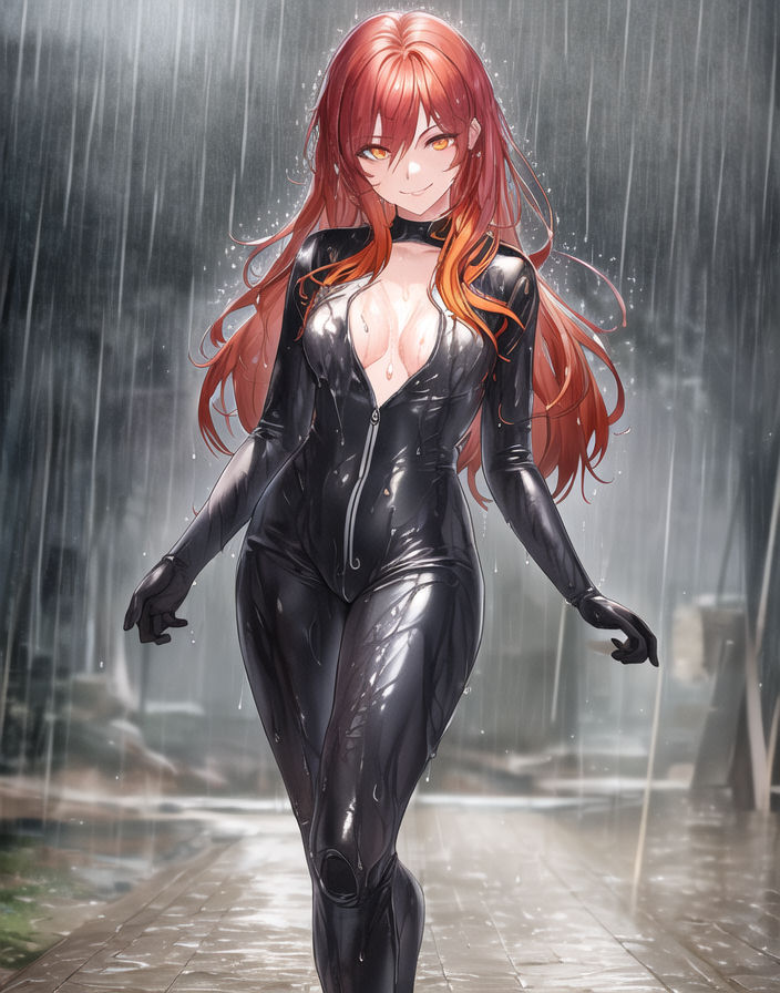 Latex has replaced the raincoat (AI art) by ilmeks on DeviantArt