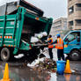 Street cleaning maids accidentaly Getting feet fi