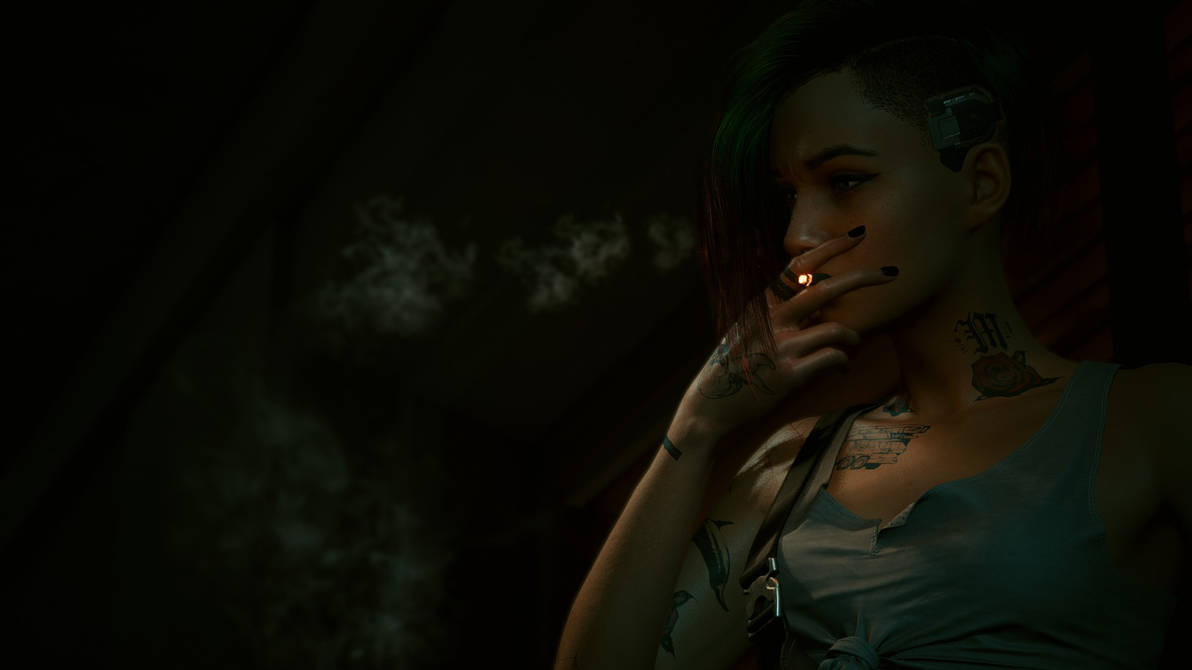 cyberpunk 2077 should i give judy a cigarette night at Lizzie's. by @PapurrCat Was gonna leave Night City