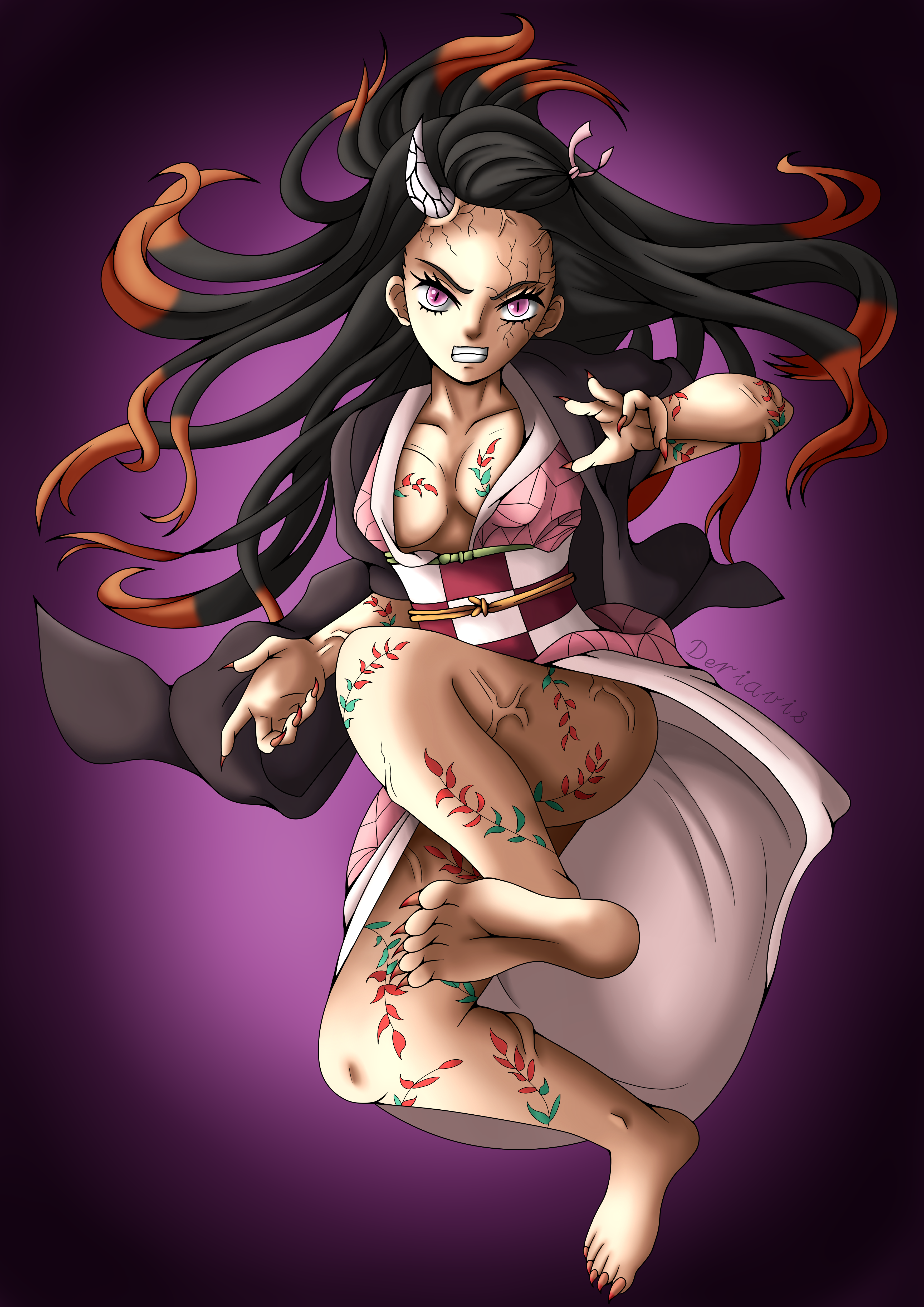 wallpapers Nezuko Full Demon Form Fan Art deviantart