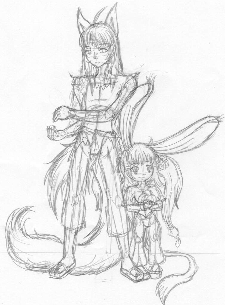 Hibiki and Tsuki - SKETCH VER.