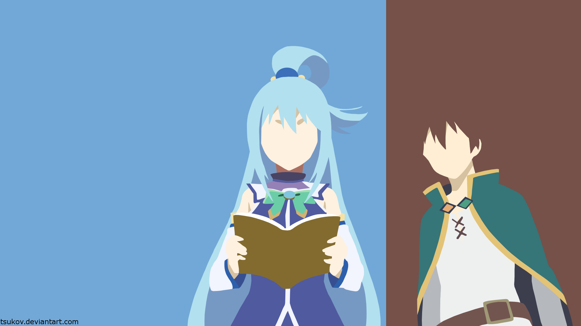 Aqua and Kazuma - Konosuba