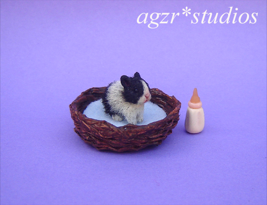 Ooak Handmade miniature baby bunny