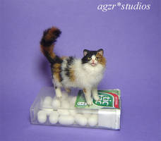 Ooak Handmade Long haired calico cat 1:12 scale