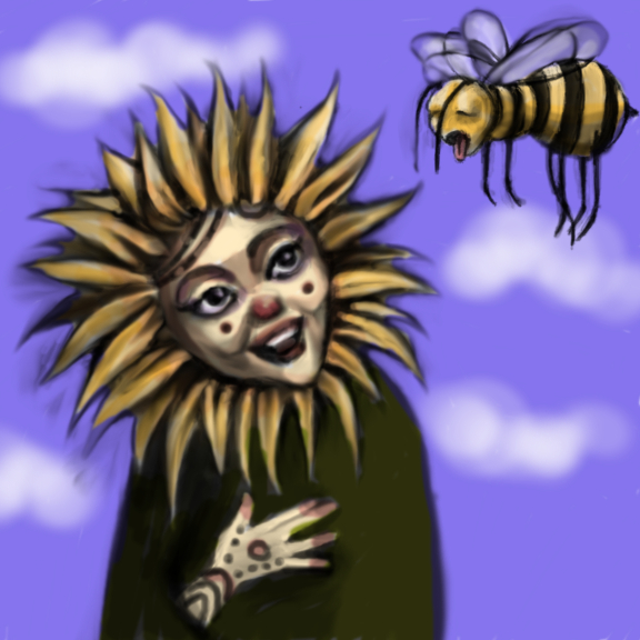 Sunflower Queen and Tired Bee