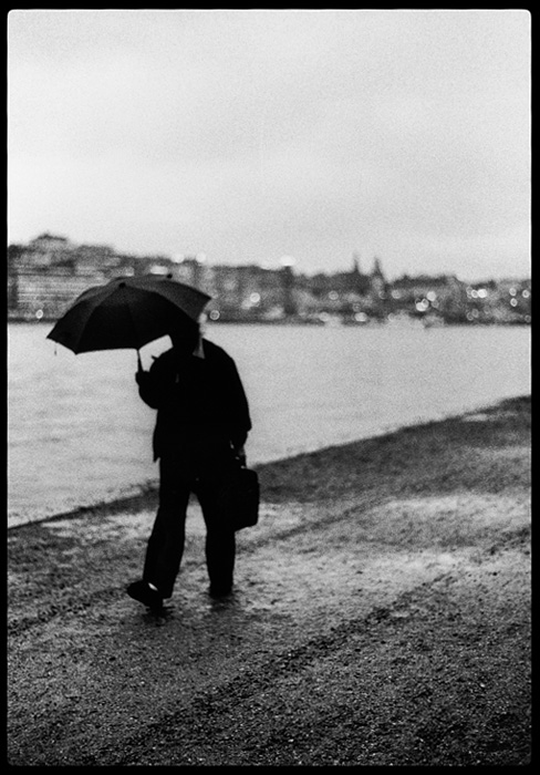 businessman in rain