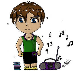 Chibi Heero Listening to music