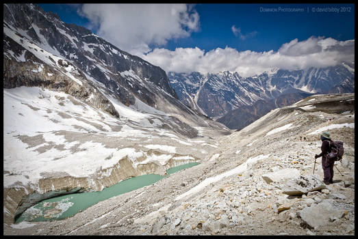 Descending from Larkya La