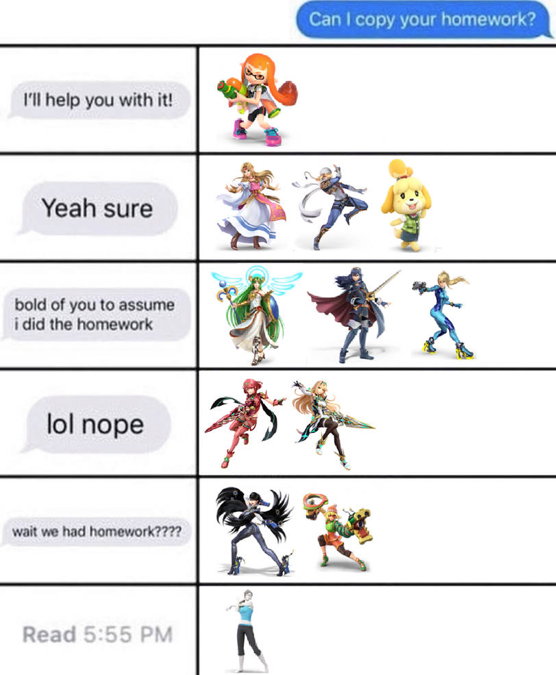 can I copy your homework but it's smash ultimate by ...