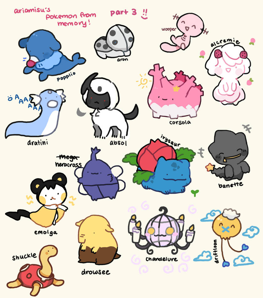 Pokemon from memory part 3 by ariamisu on DeviantArt