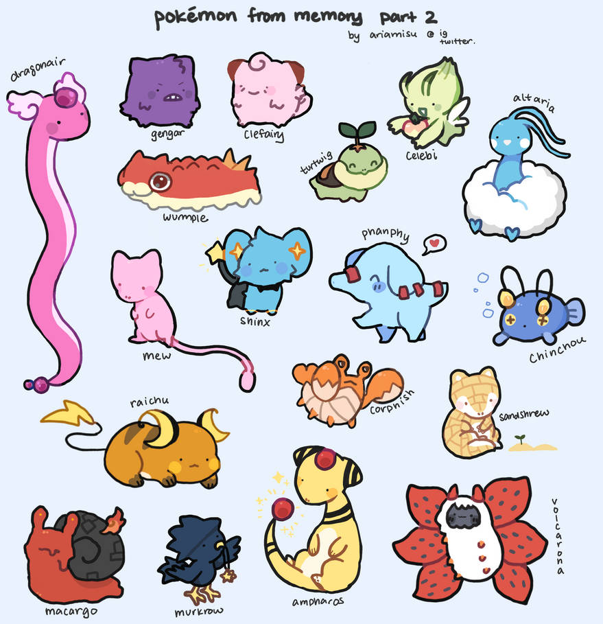 Pokemon from memory part 2 by ariamisu on DeviantArt