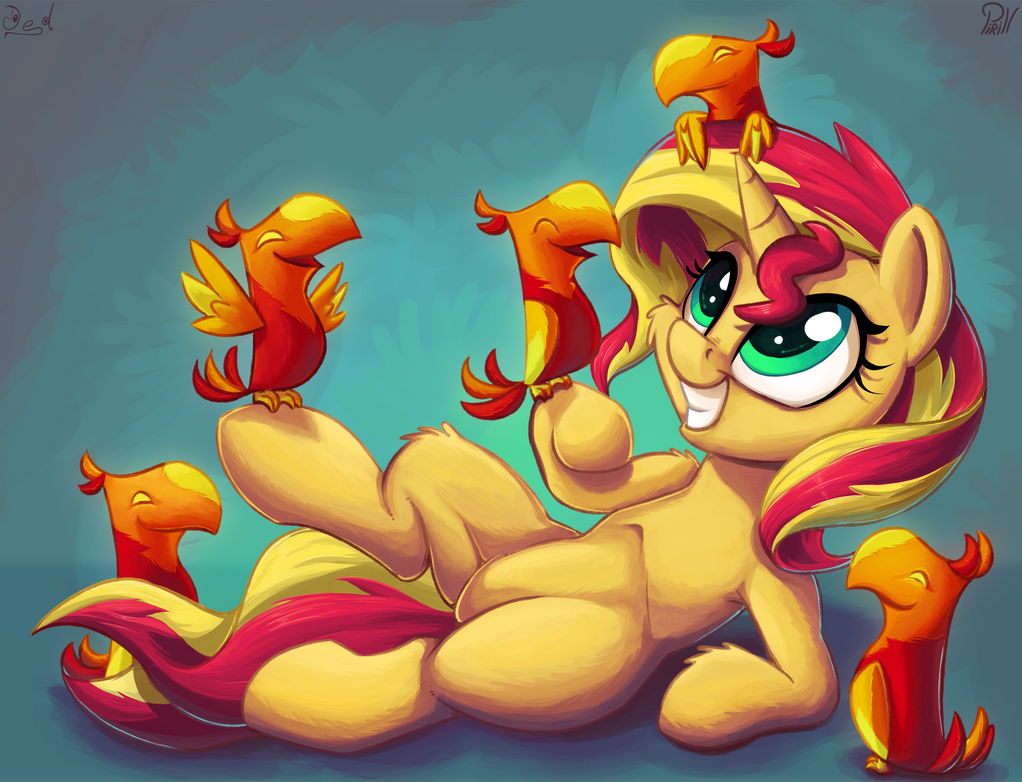 Sunset and Phoenix with some random words by Pirill-Poveniy