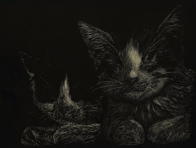 scratchboard kittens