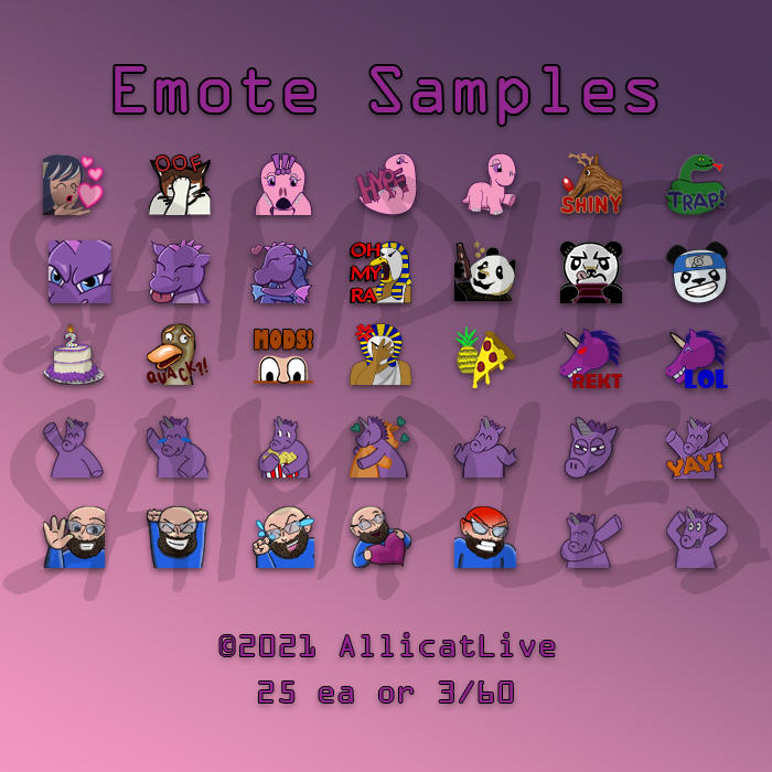 Updated Emote Sample Sheet 2021 by allicatlive on DeviantArt
