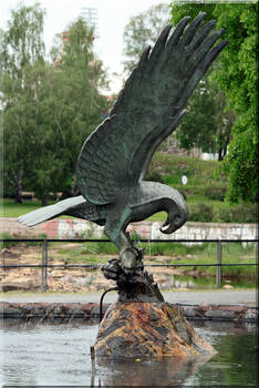 Eagle water statue