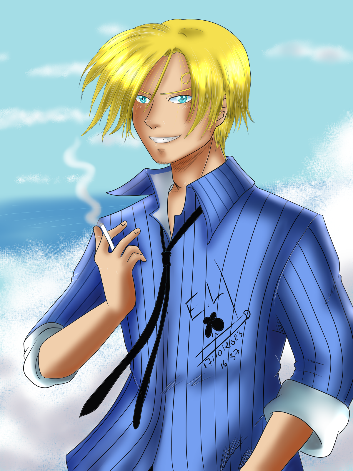 COMMISSION, Sanji in Blue suit by holybaqon on DeviantArt